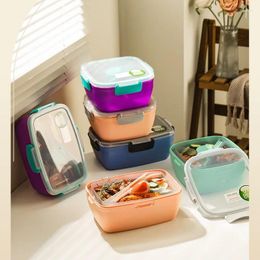 Dinnerware Portable Lunch Box Packed Work Container Double Layer Storage Microwave Plastic Covered Cutlery Children's Office
