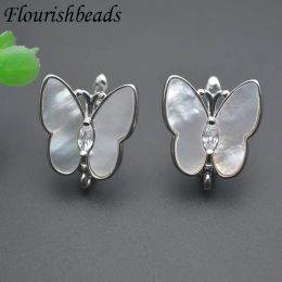 Big Size Natural Shell Paved CZ Beads Butterfly Shaped Earring Hooks Clasp for DIY Jewellery Making Supplies 20pcs/lot