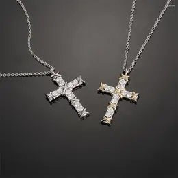 Chains Cross 925 Sterling Silver Zirconia Necklace Women Holiday Gift