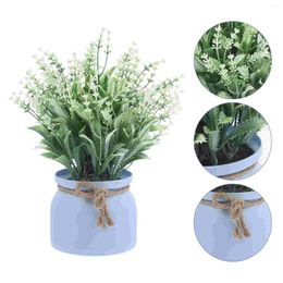 Vases Artificial Potted Mini Ornaments Flowers Fake Plants Decor Plastic Office House