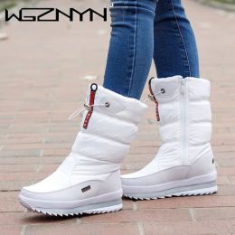 Boots Midcalf Snow Boots Women Waterproof Winter Shoes Women Platform Rubber Boots Plush Female SHoes Ladies Wedge Fur Botas Mujer