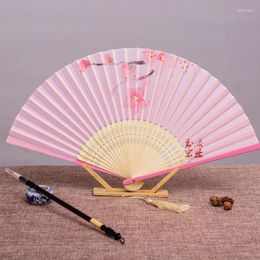 Decorative Figurines Chinese Style Classical Craftsmanship Bamboo Decor Ladies Hand Japanese Fans Fabric Fan Summer Foldable Dancing Small