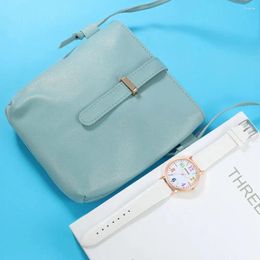 Wristwatches 2PCS Set Women Fashion Casual Leather Watches Quartz & Ladies Bucket Crossbody Bag Dress Clock Montre Femme
