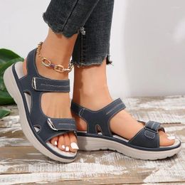 Sandals Women's Summer Leather Light Casual Wedge Platform Blue Girls Outside Non-slip Plus Size 42