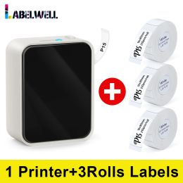 Printers Mini Handheld Label Maker P15 Wireless Bluetooth Thermal Label Printer for Android IOS Home Office Print Adhesive Label Tape