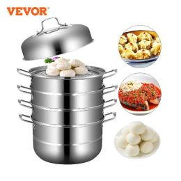 Shavers Vevor 5 Layer Food Steamer 28cm 30cm Stainless Steel Stock Pot for Home Steaming Dumplings Vegetables Rice Cooking Steamed Dish