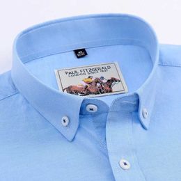 Men's Casual Shirts 2023 High Quality Summer Men Shirt Short Sleeve Oxford 100% Cotton Shirt Fashion Formal Business Work Causal ShirtsL2404