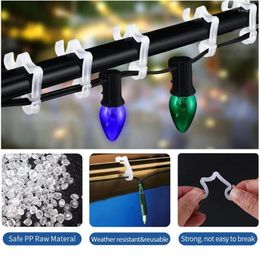 Hooks 50Pcs Christmas Light S-shaped Weatherproof Plastic Gutter Hang Xmas Tree Decorative Lamp Clip Holder Home Organiser