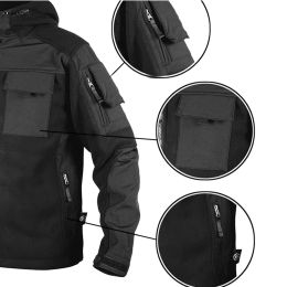 Men's Fleese Tactical Jacket Military Softshell Fleece Jacket For Men Army Combat Jackets Fleese Windbreaker Hooded Bomber Coats