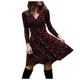 Casual Dresses Retro Floral Print Slim Long For Women Summer A Line Fit And Flare Large Swing Dress Vintage Tunic Streetwear Ropa