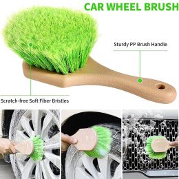 Wheel & Tyre Brush For Car Rim And All Exterior Surface Soft Bristle Car Wash Brush Cleans Tyres & Releases Dirt And Road Grime