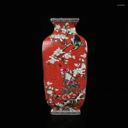 Vases Chinese Porcelain Gold Enamel Flower And Bird Pattern Square Vase
