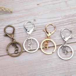 10Pcs Alloy Lobster Clasp with Long Popular Classic Plated Round Hook Lobster Clasp Chain Jewellery Making for Keychain
