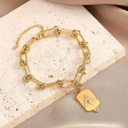 Strand Kinitial Simple Laser Engraved Fashion Bracelet Lock Pendant Bee With Hexagon Honey Birthday Gift For Lovers