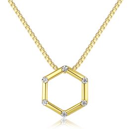 S925 Silver Pendant Necklace Plated 18k Gold Micro Set Zircon Geometric Pendant Necklace New Popular Europe America Women Brand Clavicle Chain Necklace Jewelry spc