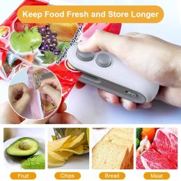 Bag Sealer Mini Plastic Bags Sealer 2in1 Portable Packaging thermal Sealing Machine Rechargeable Food Storage Plastic Bag Sealer