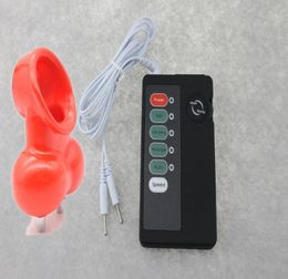 Soft Scrotum Stretcher Binding Device Male Electronic Pulse Scrotal Bound Penis Rings Cock Cage Clear Sex Toy2898994