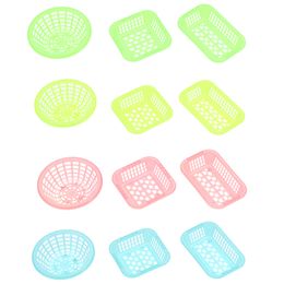 5Pcs 1:12 Dollhouse Miniature Plastic Storage Basket Laundry Basket Doll Fruit Vegetable Food Basket Dollhouse Decor Accessories