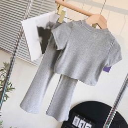 Clothing Sets Summer 3-9 Yrs Children Girls Set Casual Style Short Sleeved T-shirt Top+Micro Flared Long Pants Kids Tracksuit 2PCS Outfit Sets