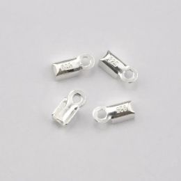 10PCS 8*3mm 925 Sterling Silver leather Cord Crimp End Beads Buckle Tips Clasp Cords Connectors For Necklace Bracelelet making