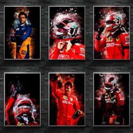 F1 Wall Art Canvas Posters Featuring Max Verstappen and Charles Leclerc Perfect Home Decor for Racing Enthusiasts High Quality
