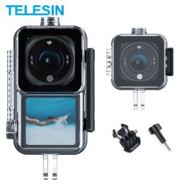 Cameras TELESIN 45M Underwater Housing Case For DJI Action 2 Waterproof Case Tempered Glass Lens Protector Cover For Action 2 Camera