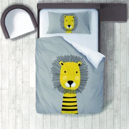 Bedding Sets Cartoon Baby Kids Room Yellow-Black Striped Cute Lion Models 3D Print Custom 3 Piece Duvet Cover Set Bedspread Sheets