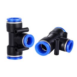 PE Air Connectors 4mm 6mm 8mm 10 12mm Pneumatic Fitting Quick Connect Slip Lock Tee 3 Way Plastic Pipe Water Hose Tube Connector