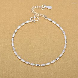 Charm Bracelets 925 Silver Plated Oval Bead Bracelet For Women &Bangle Wedding Jewellery SL018