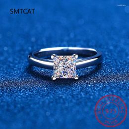 Cluster Rings 0.3CT Princess Cut Moissanite Engagement Ring For Women Men Colourless Diamond Weddig Bands Sterling Silver Bridal Gift