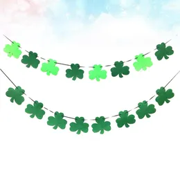 Party Decoration 2 PCS Garland St Patrick's Day Banner StPatrick Decor Decorate Shamrock Bunting