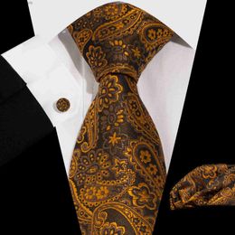 Neck Ties Mens Tie Pocket Scarf Cufflinks Set 8.5cm Jacquard Paisley TieQ