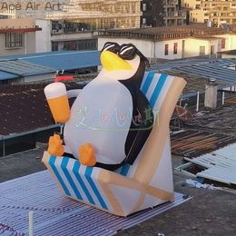 Outdoor 8mH (26ft) Inflatable Penguin Giant Air Blow Animal Cartoon Model For Playground Or Beach Decoration