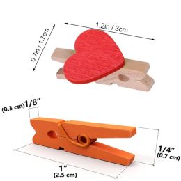 25/30mm Natural Wooden Colored Photo Mini Clips Memo Paper Peg Clothespin DIY Stationery Christmas Wedding Party Home Decor