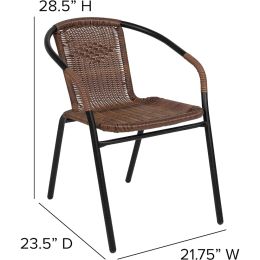 Lila 4 Pack Medium Brown Rattan Indoor-Outdoor Restaurant Stack Chair | Versatile and Stylish Seating Recliner Beach Chairs