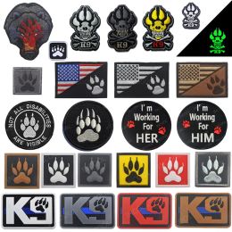 Dog Claw Embroidered Patches US Army Military Patch American Flag 3D PVC K9 Dogs Tactical Emblem Rubber Embroidery Badges