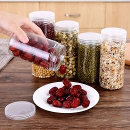 WBBOOMING Round Sealed Jar Transparent Plastic Food Jar Dried Fruit PET Flower Tea Biscuit Box Packaging Pickles Honey Bottles