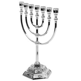 Christmas Ornament Religious Candlesticks Menorah Decorations Desktop Ornaments Adornment Tealight Holder 7-arm Hanukkah