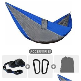 Camp Furniture Parachute Hammock Single Person Portable Nylon For Travel Cam Beach Slee Bed Adts Hanging Drop Delivery Sports Outdoors Dha83