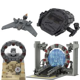 MOC Space Stargateed SG-1 F-302 Fighter-Interceptor Building Blocks Set Atlantised Transport Puddle Jumper Spaceship Bricks Toys