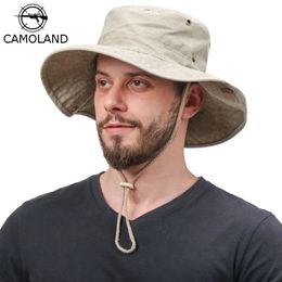 CAMOLAND 100% Cotton Bucket Hat Women Men Summer UV Protection Sun Female Beach Caps Washed Outdoor Boonie Fishing Hats240409