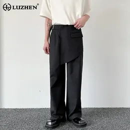 Men's Pants LUZHEN Niche Design Asymmetric Patchwork Suit Fashion Elegant Original Street 2024 Trendy Straight Trousers LZ1457