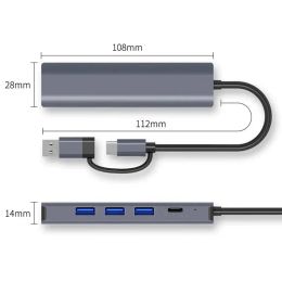 USB C Hub 5 in 2 Multiport Adapter 4K HDMI, 100W Power Delivery, 3 USB-A Data Ports, USB C Dongle for MacBook Pro/Air