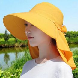 Berets Wide Brim Sun Hat Fashion UV Protection Shawl Beach Cap Breathable Adjustable Mask Outdoor Sports