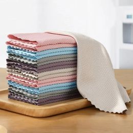 5PCS 30x40cm Special Fish Scale Cleaning Cloth for Glass Absorbent Dish Cloth for Tableware Kitchen Rag Towel Cleaning Tool