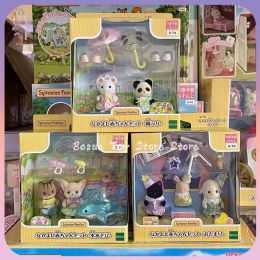 2023 New A Et Sylvanian Families Anime Girl Figures cute Ocean Starry Sky Raincoat Baby Figure Christmas Gift For Children Toys