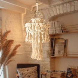 Tapestries Macrame Lamp Shade Handmade Woven Bohemian Decoration Chandelier For Modern Office Bedroom Living Room Nursery Dorm