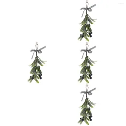 Decorative Flowers 4 Pack Hanging Mistletoe Branch Fake Household Decor Christmas Tree Ornament Pendant