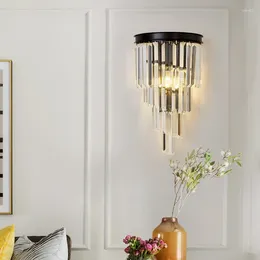 Wall Lamp Postmodern Light Luxury Crystal Black Creative Aisle Living Room Background Billa Bedroom Study Bedside