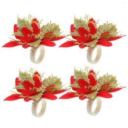 Table Cloth 4 Pcs Christmas Napkin Rings Banquet Decorations Xmas Holders Plastic Creative Buckles